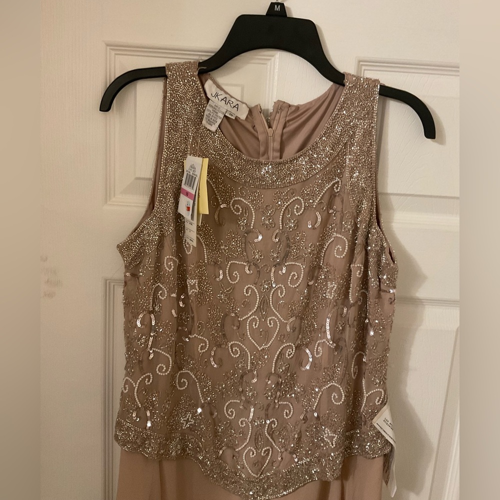 JK Designs Sparkling Beige Dress
